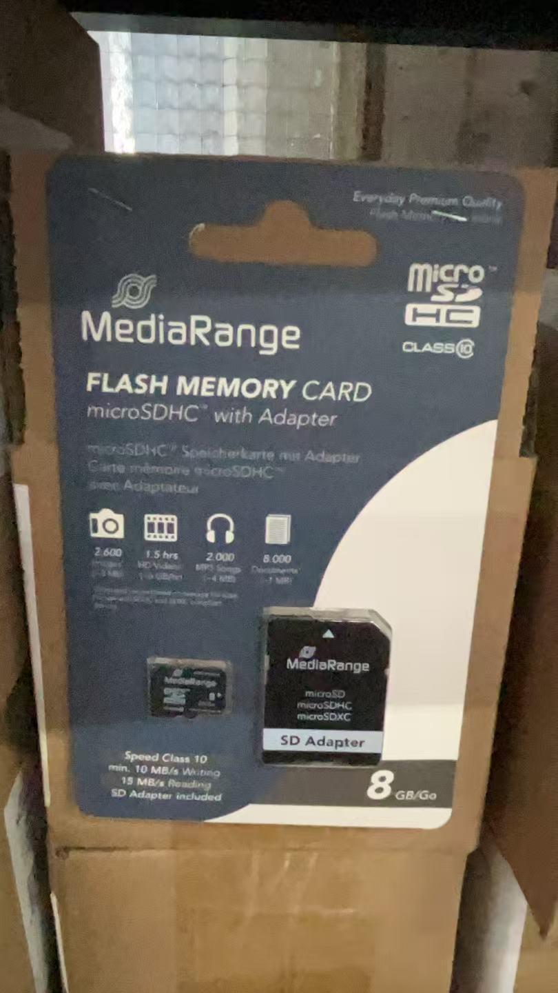 MediaRange Micro SD Memorycard 8GB Classe 10 con adattatore SD in blister MR956