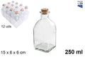 Bottiglia vetro naturale con tappo sughero 250 ml