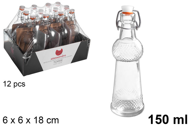 Bottiglia in vetro con tappo meccannico 150 ml