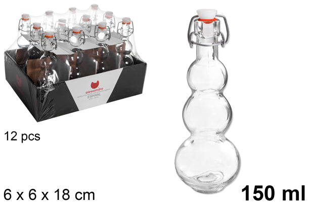 Bottiglia in vetro con tappo meccannico 150 ml