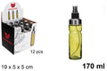 Bottiglia per olio tonda in vetro verde Milano con tappo spray 170 ml