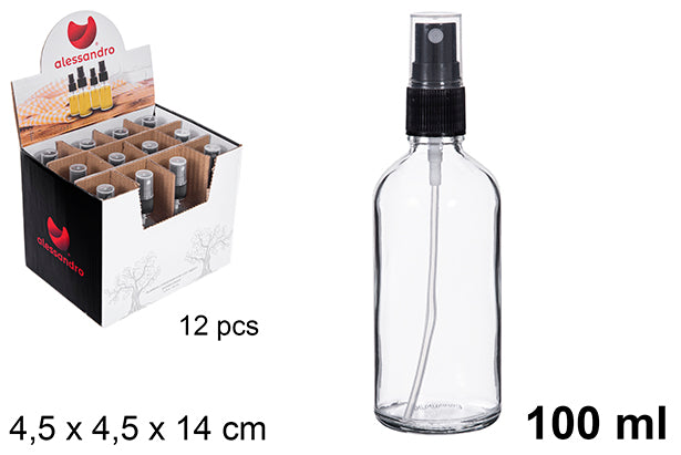 Oliera tonda in vetro con tappo a spruzzo 100 ml