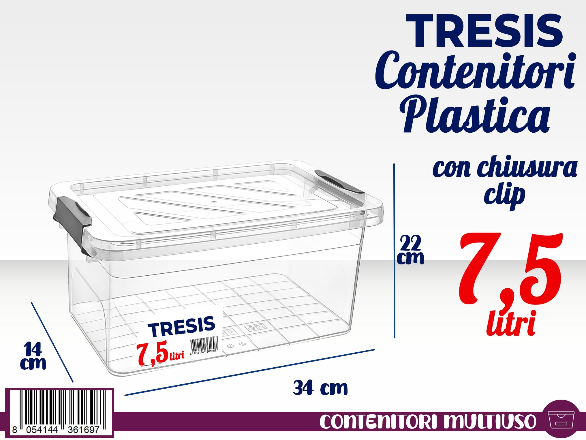 CONT. PLASTICA CON CHIUSURA 7,5L