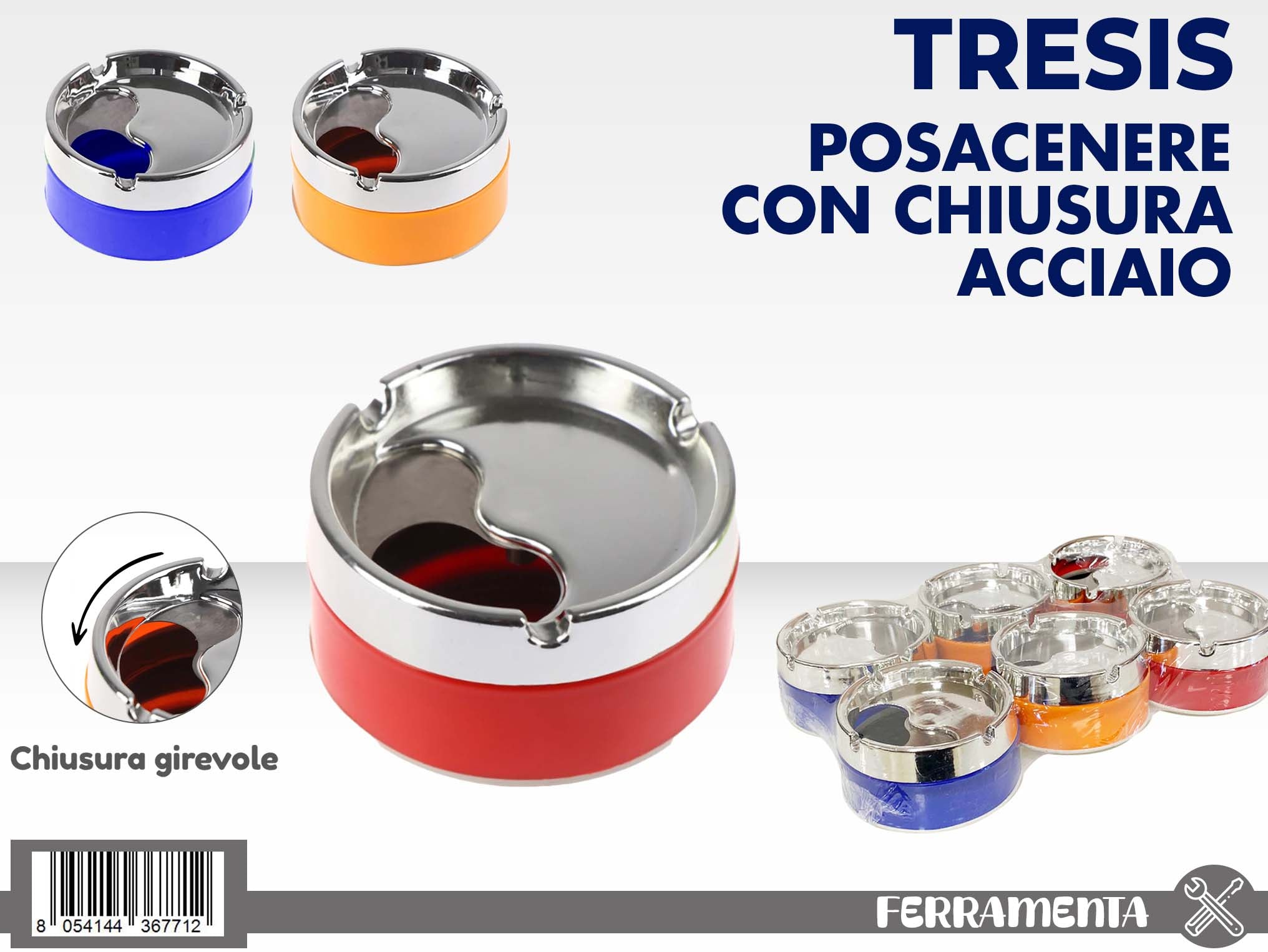 POSACENERE CON CHIUSURA ACCIAIO