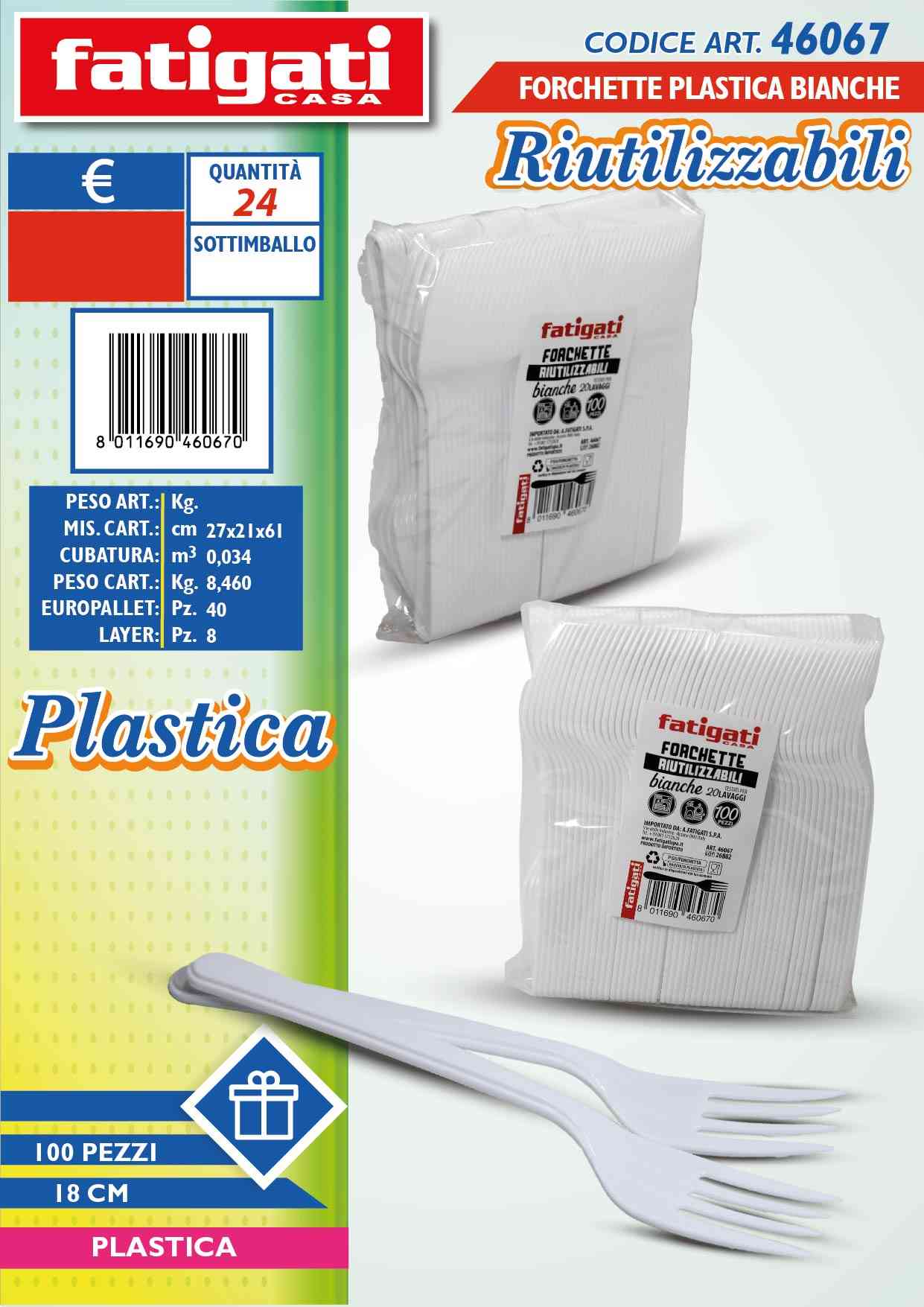 FORCHETTA BIANCA PS 100PZ RIUTILIZ