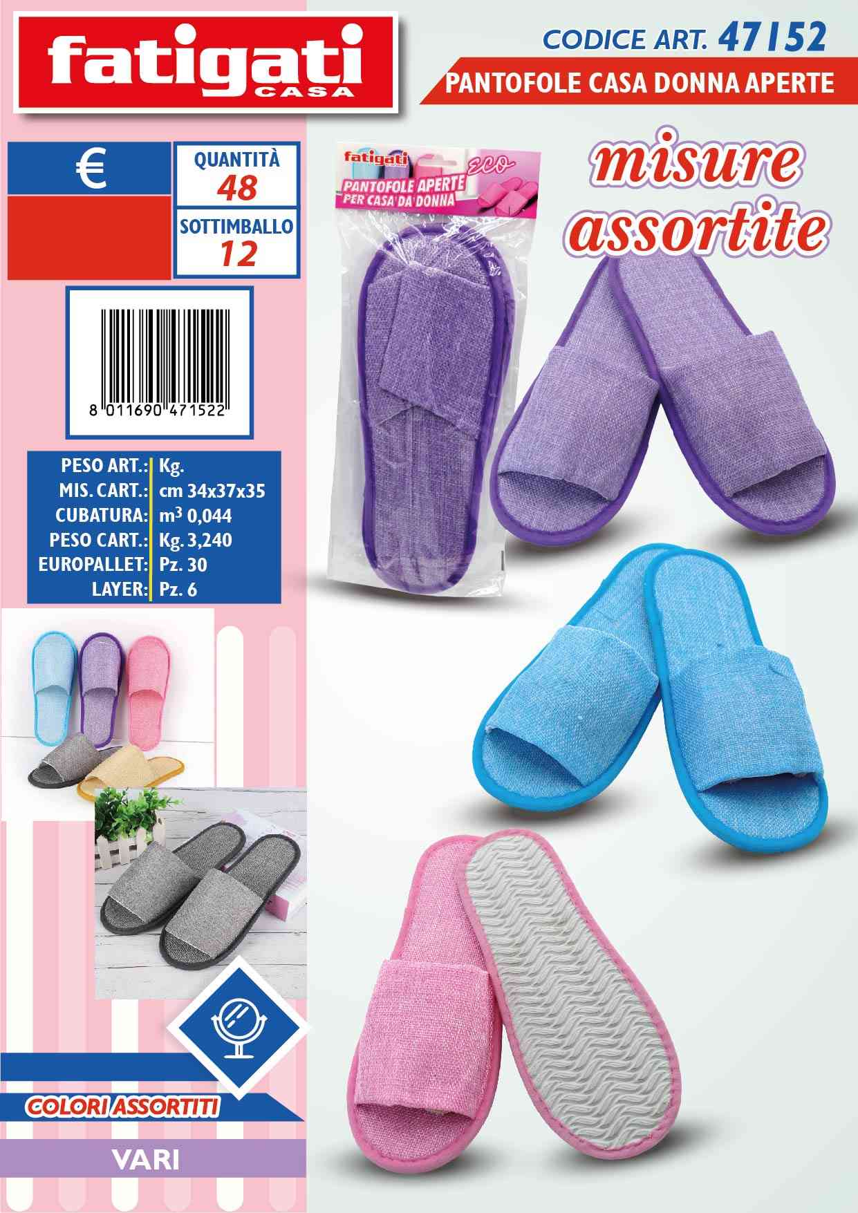 PANTOFOLE CASA DONNA APERTE ECO