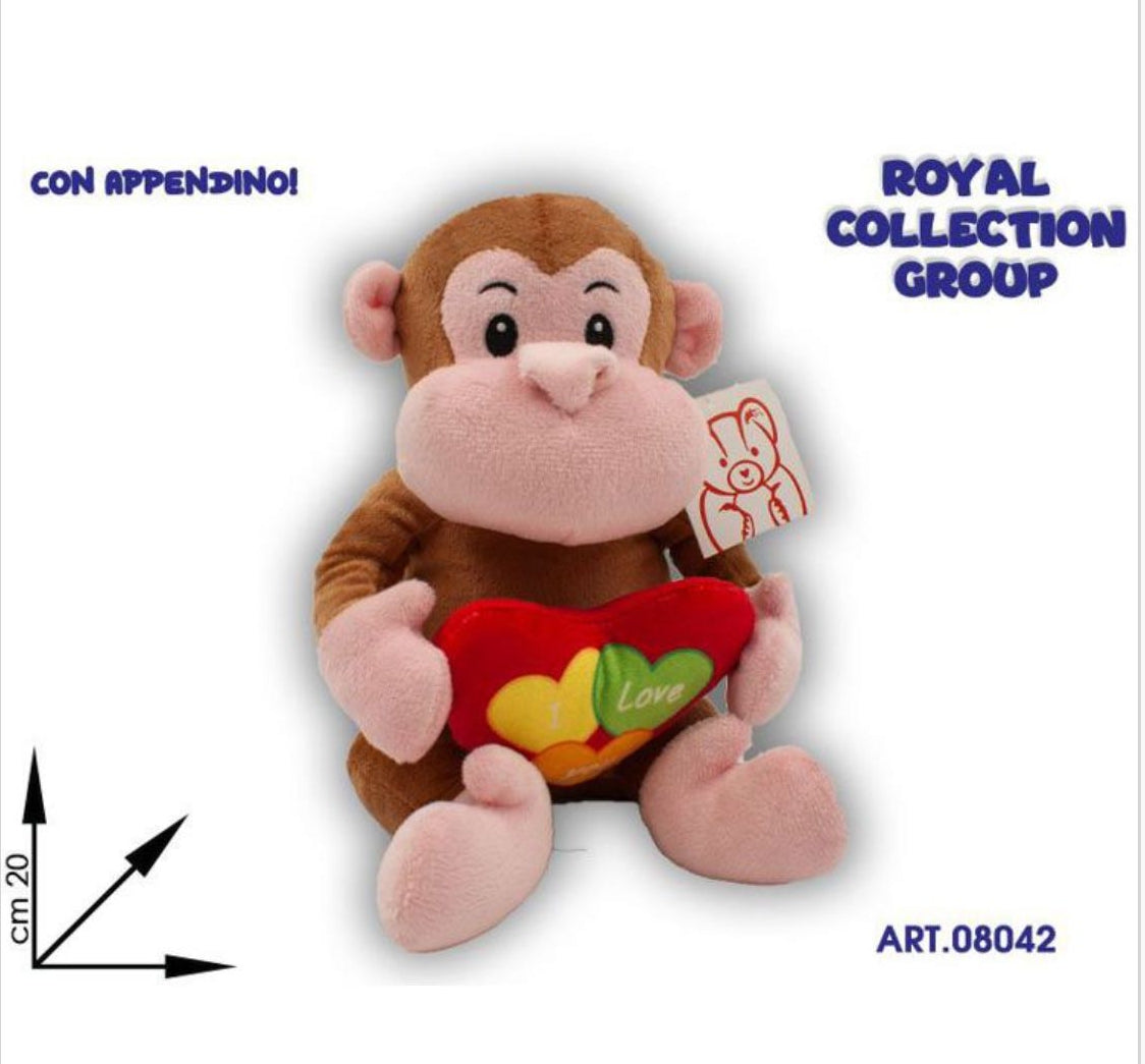 GORILLA PELUCHE C/CUORE CM 20