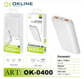 ART.OK-0400 OKLINE CON USCITA 2 USB A POWER BANK 10000mAH BIANCO