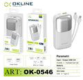 ART.OK-0546 OKLINE POWER BANK HIGH SPEED 10000mAh USB/TYPE-C 22.5W E TYPE-C/IPHONE LIGHTNING BIANCO