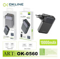 ART.OK-0560 OKLINE BLACK POWER BANK WITH PLUG 10000mAH