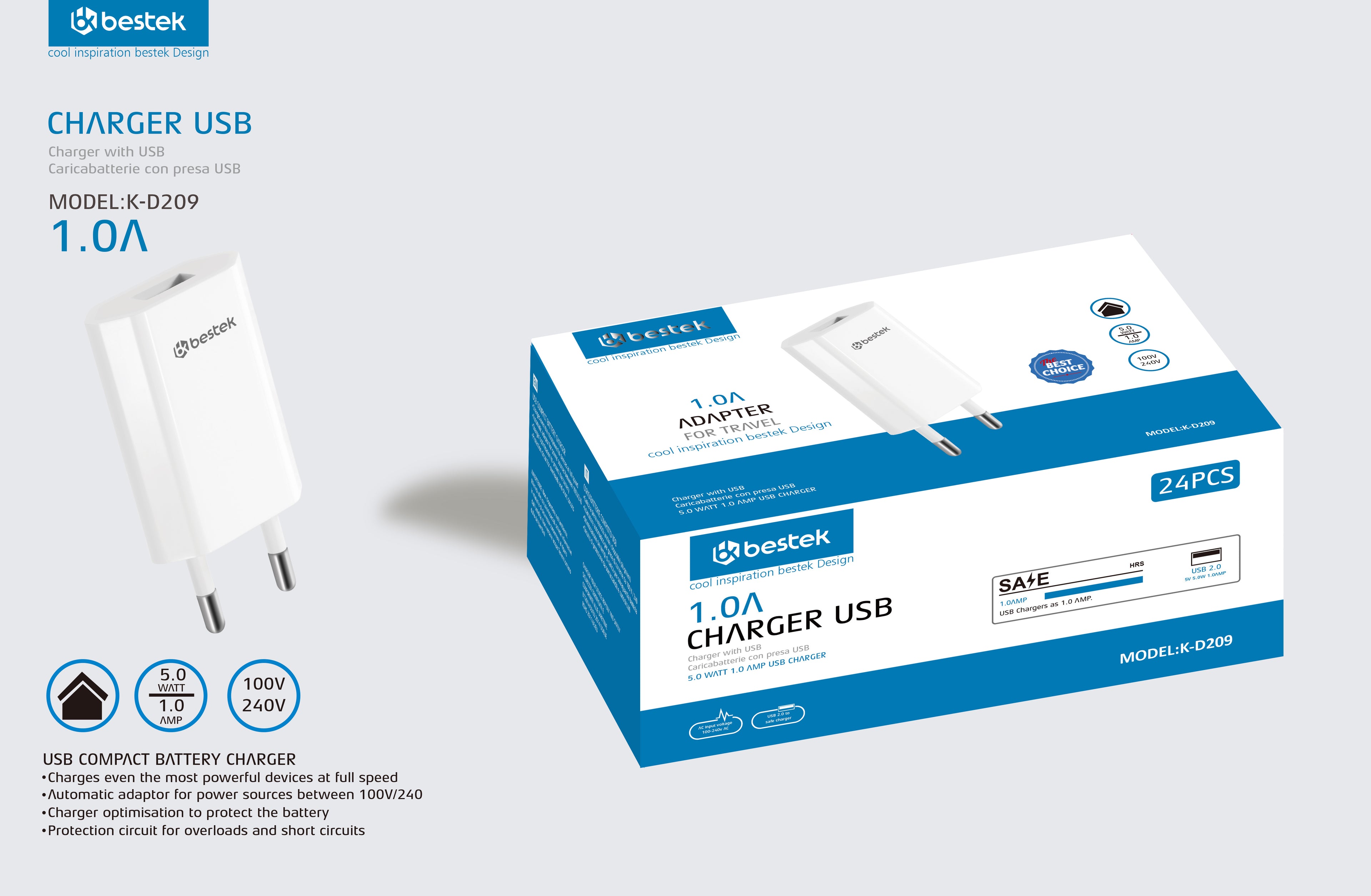 Adattatore USB 1.0A