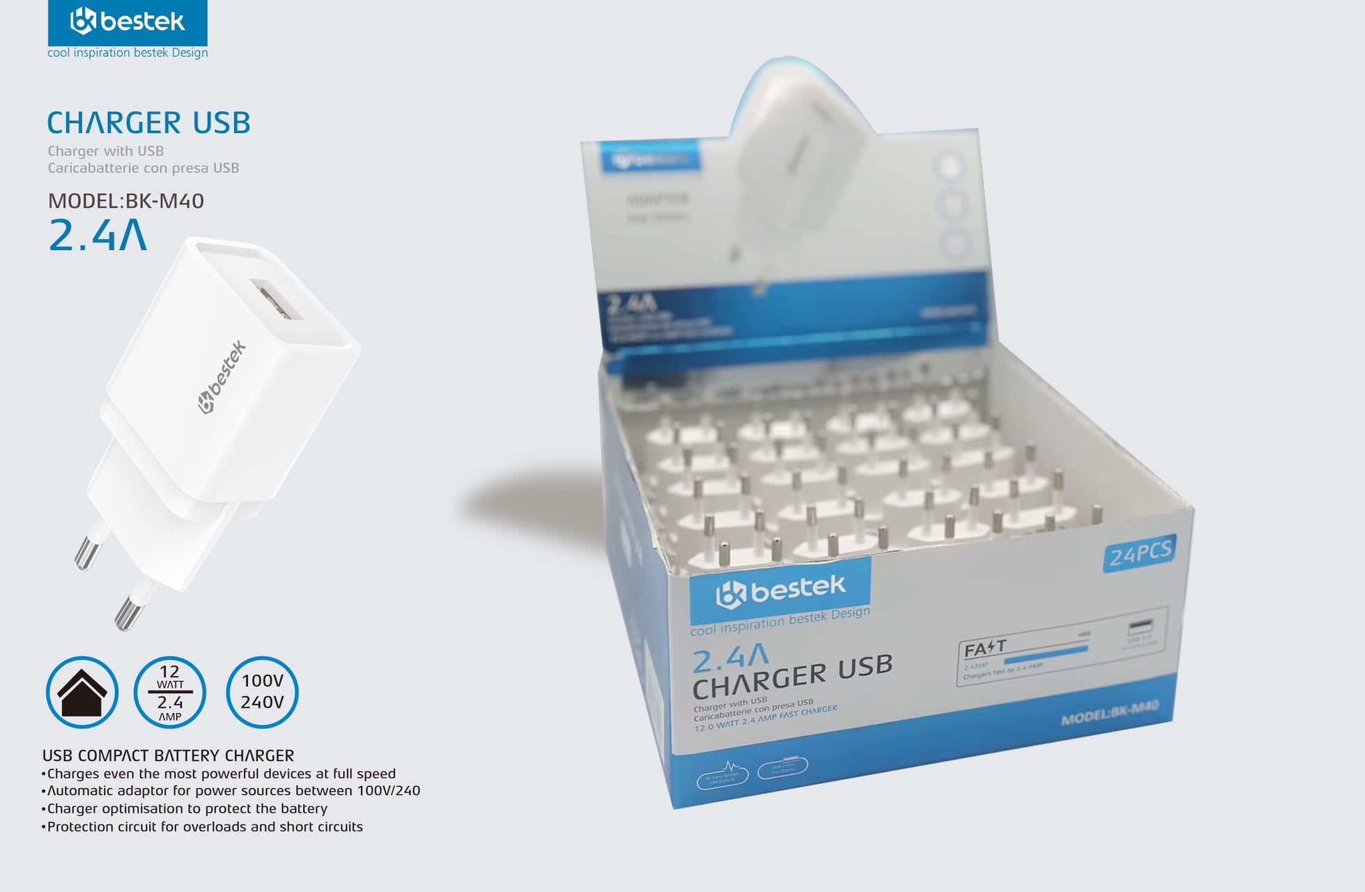 Adattatore USB 2.4A