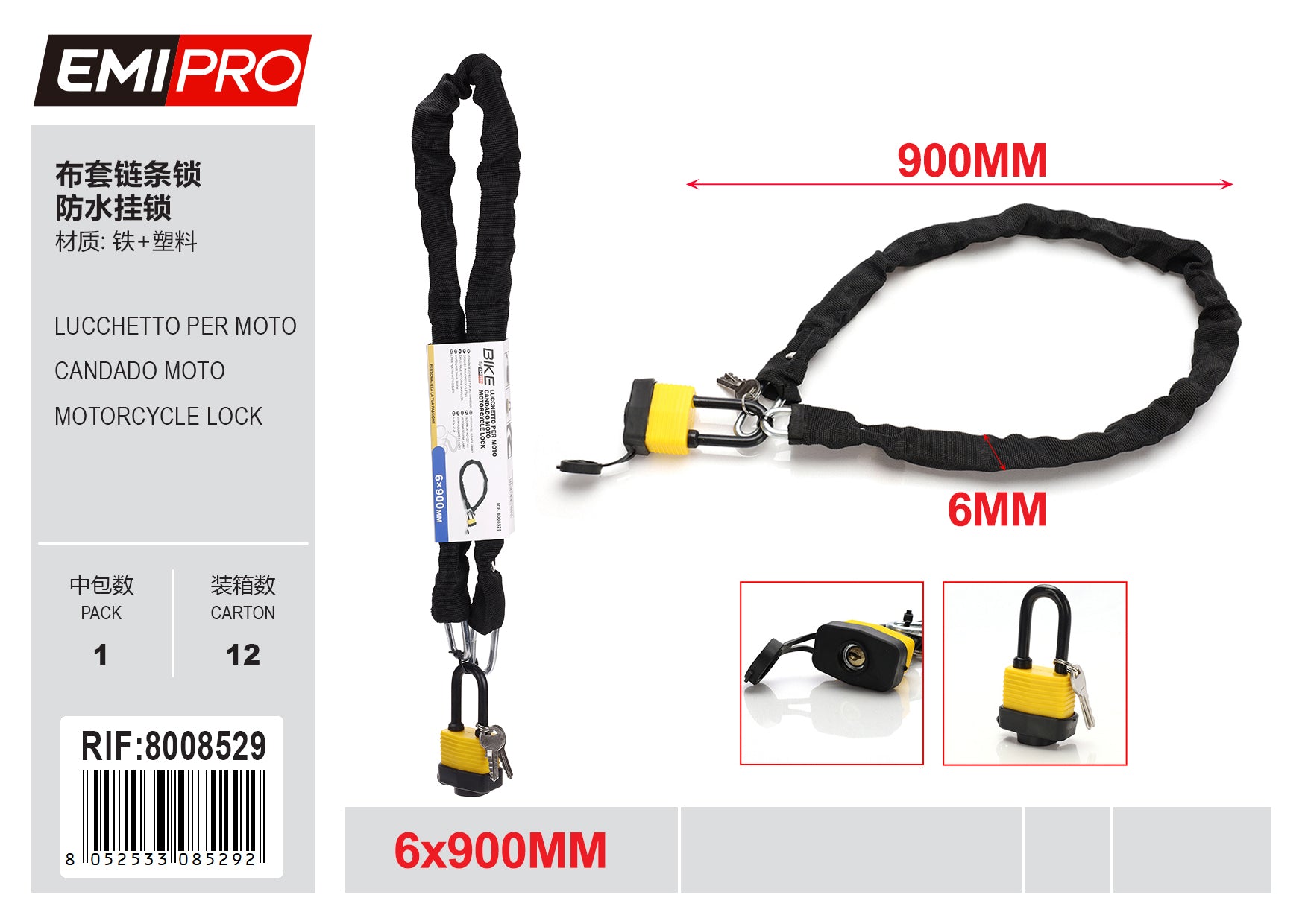 LUCCHETTO PER MOTO 6*900MM 8008529