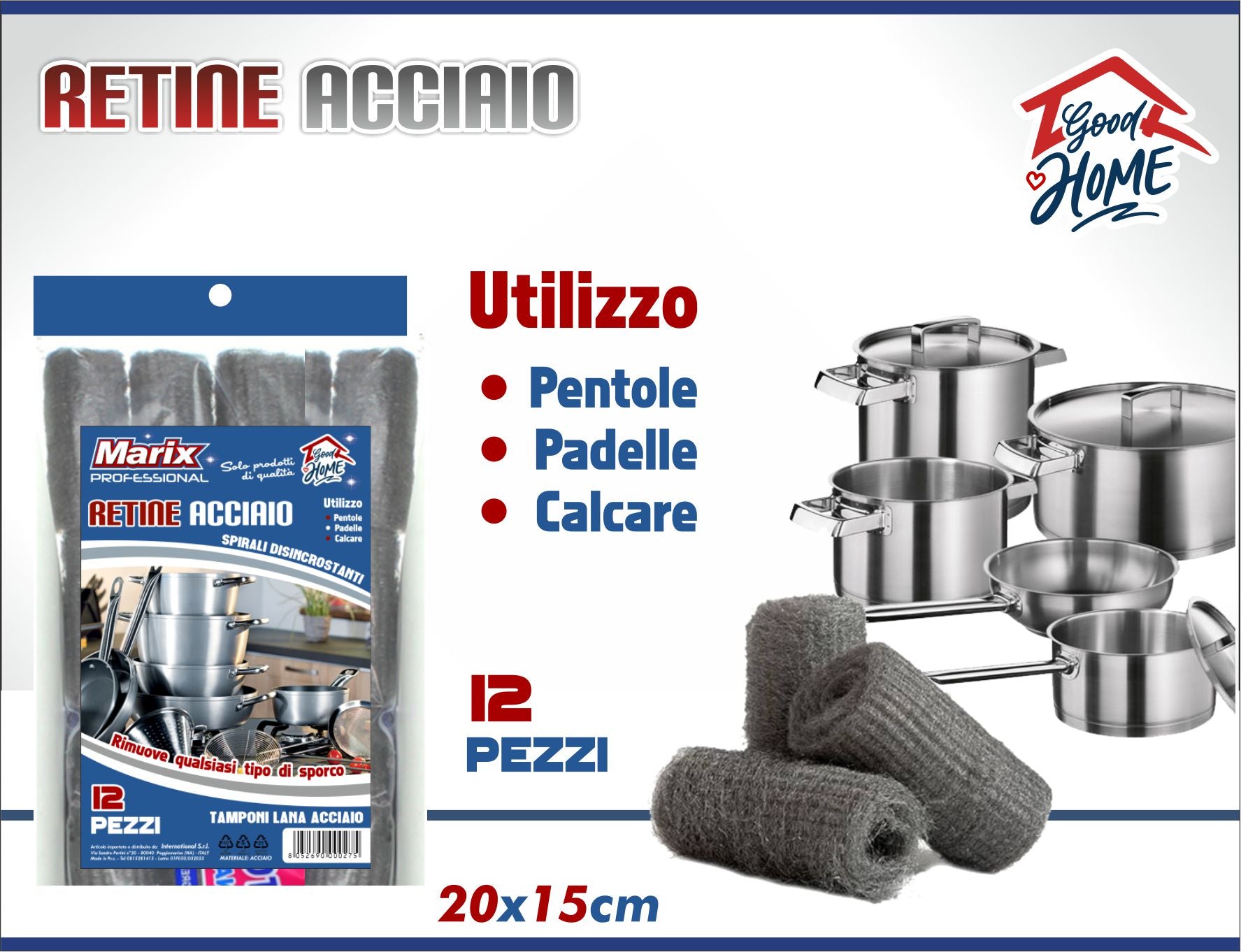 TAMPONI ACCIAIO 12 PEZZI