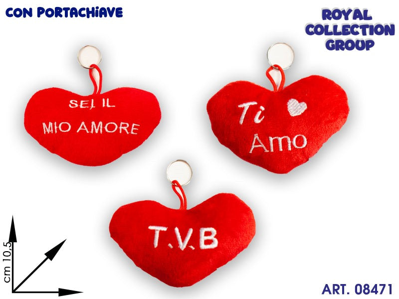 PL2919B CUORE ROSSO "FRASE" PORTACHIAVE ASS CM10.5