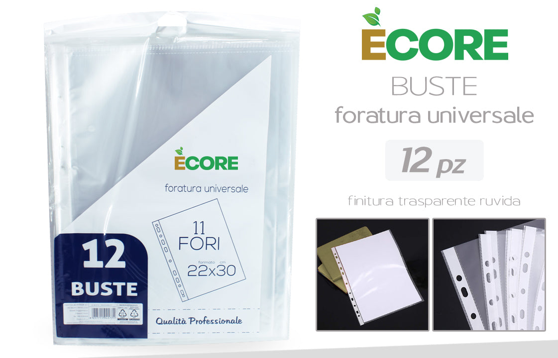 BUSTE TRASP. FORATE A4 12PZ